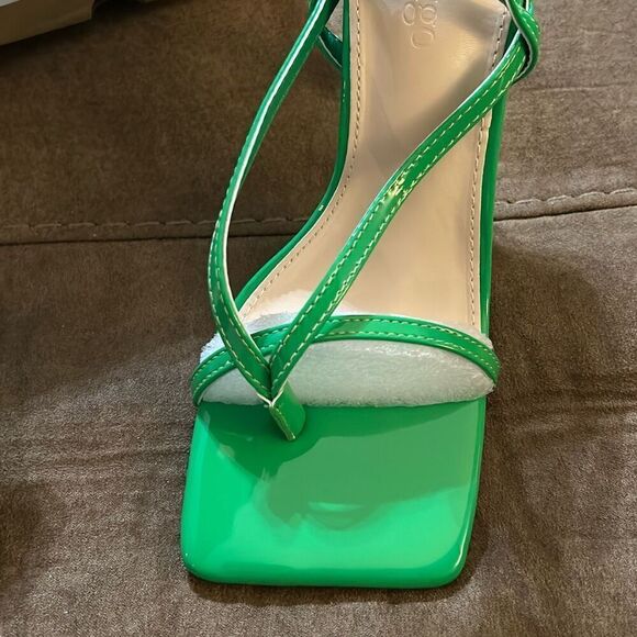 Coutgo Women's Lace Up Square Open Toe Strappy Stiletto Heels. Green. Size 5. NI - Picture 5 of 10